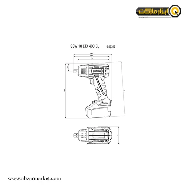 بکس شارژی متابو 1/2 اینچ 18 ولت لیتیوم مدل SSW 18 LTX 400 BL