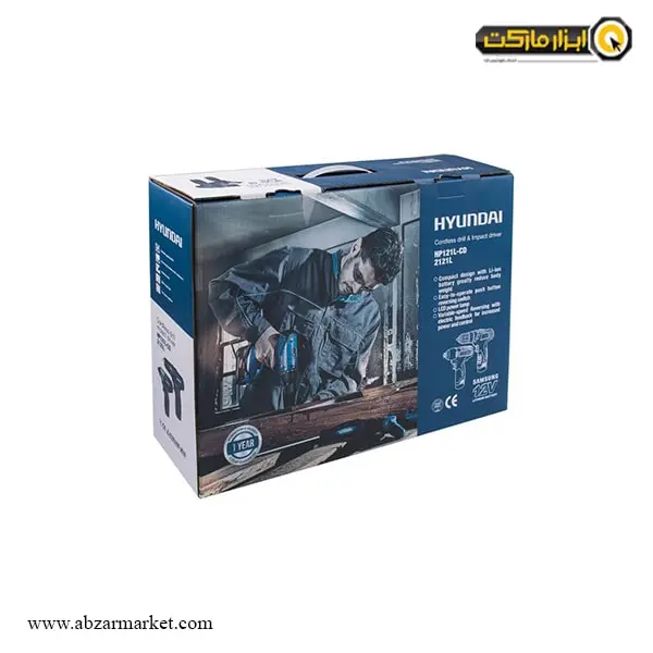 کیت دریل و پیچ گوشتی شارژی هیوندای 12 ولت مدل HP121L-CD2121L