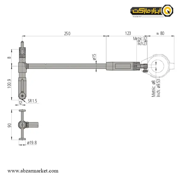 بور گیج میتوتویو 250 - 160 میلی متر مدل 715-511