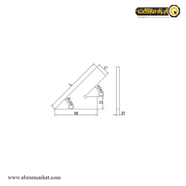 گونیا صنعتی 45 درجه اینسایز 120x80 میلی متر مدل 1120-4745