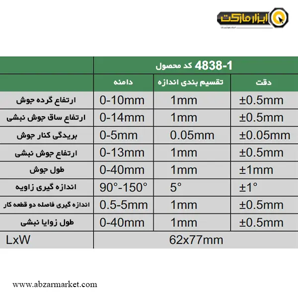 گیج جوشکاری اینسایز مدل 1-4838