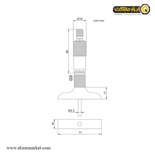 میکرومتر آکاد 25-0 میلی متر عمق سنج (با گارانتی شرکتی) مدل 01-001-391
