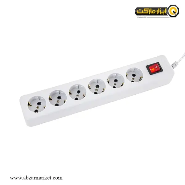 شش خانه ارت دار پارت الکتریک با کابل 3 متری مدل نیک PRT 707 شش خانه ارت دار پارت الکتریک با کابل 3 متری مدل نیک PRT 707