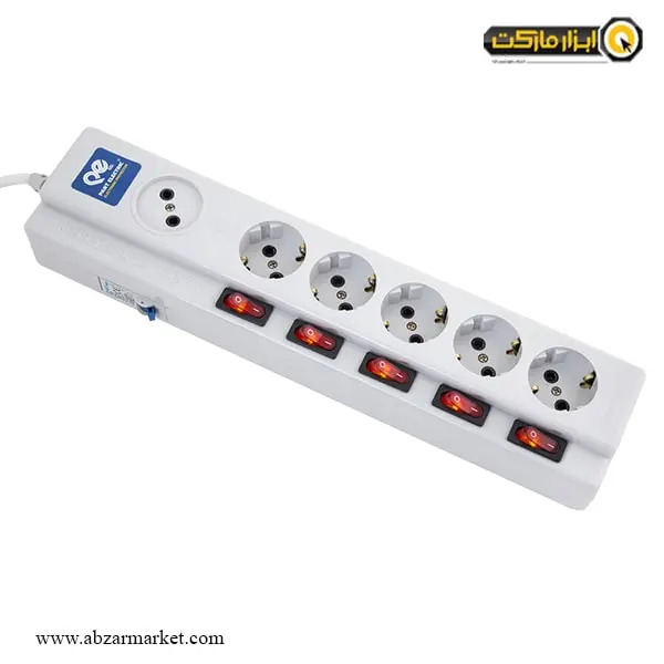 شش خانه 5+1 فیوز دار پارت الکتریک با کابل 1.8 متری مدل PRT 2095