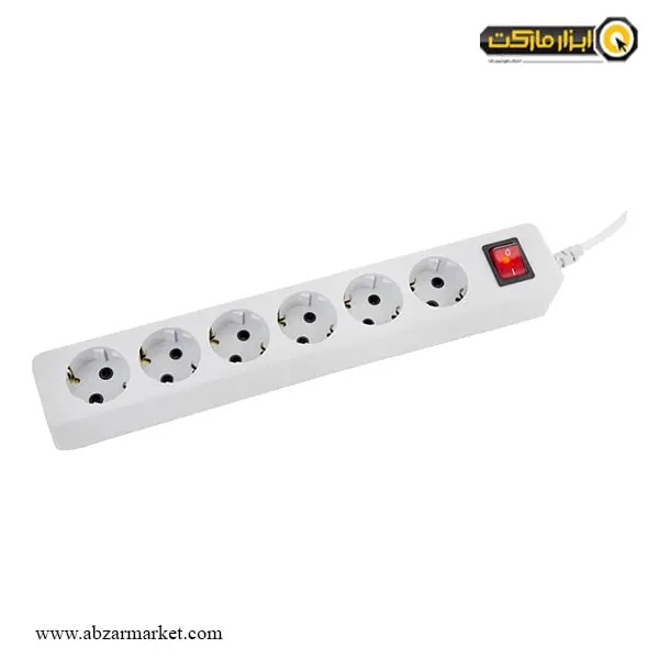 شش خانه ارت دار پارت الکتریک با کابل 3 متری مدل شهاب PRT 658 شش خانه ارت دار پارت الکتریک با کابل 3 متری مدل شهاب PRT 658