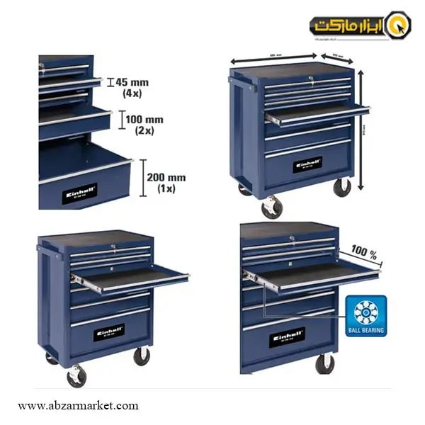 جعبه ابزار چرخ دار کشویی آینهل مدل BT-TW 150
