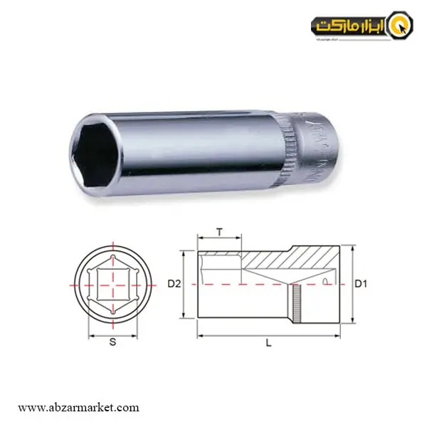 بکس تکی 1/4 اینچ جانزوی بلند 6 گوش مدل S04HD2