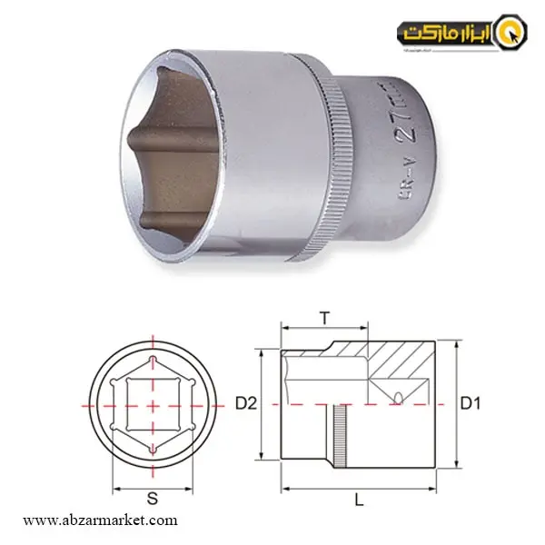 بکس تکی 1/2 اینچ جانزوی کوتاه 6 گوش مدل S04H4