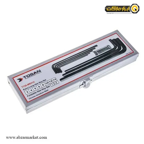 ست آچار آلن شش گوش توسن بلند و چاقویی 15 عددی مدل T726-MB314