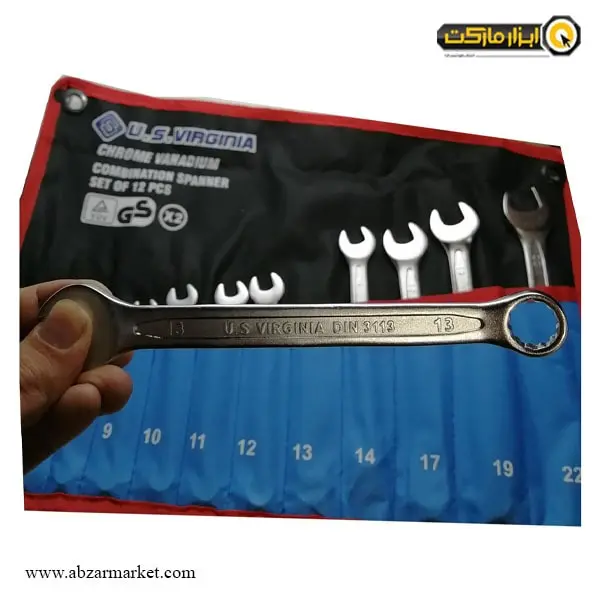 ست آچار یک سر تخت یک سر رینگ یو اس ویرجینیا 12 عددی ست آچار یک سر تخت یک سر رینگ یو اس ویرجینیا 12 عددی