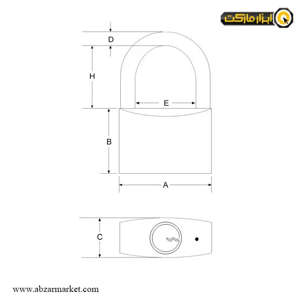 قفل آویز پارس برنجی گرده ماهی دو زبانه مدل P01-70