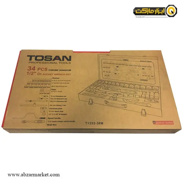 جعبه بکس توسن 34 پارچه 1/2 اینچ مدل T1252-34M