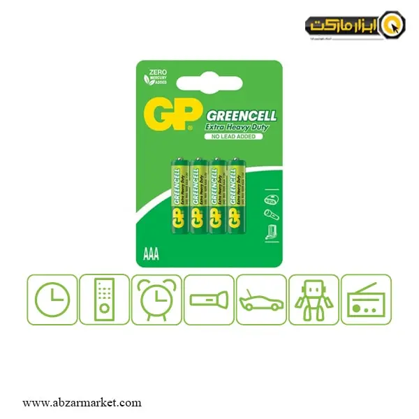 باتری نیم قلمی جی پی AAA بسته 4 عددی مدل GP24G