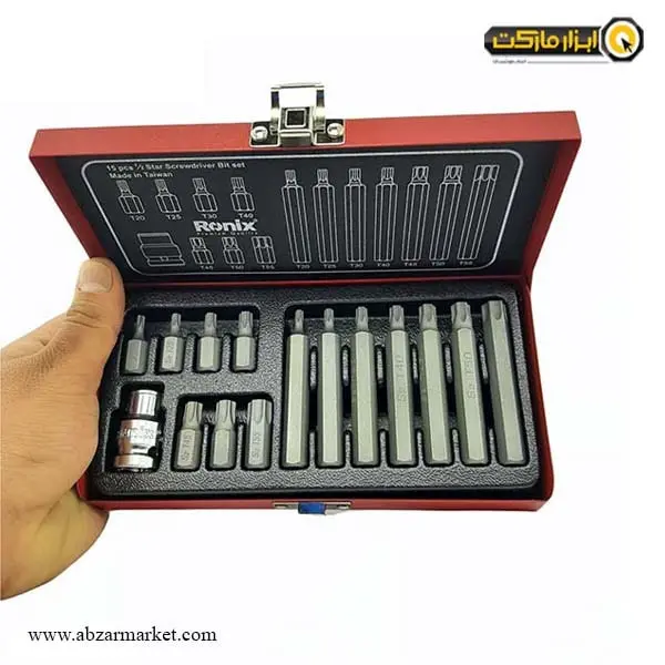 جعبه بیت ستاره ای رونیکس 15 عددی مدل RH-2696 جعبه بیت ستاره ای رونیکس 15 عددی مدل RH-2696