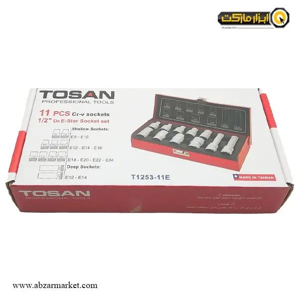 جعبه بکس توسن 11 پارچه 1/2 اینچ E ستاره ای مدل T1253-11E