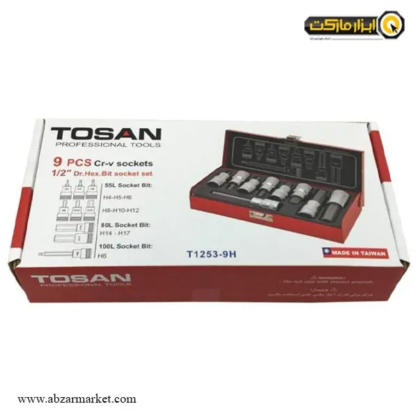ست آلن بکسی شش گوش توسن 9 پارچه 1/2 اینچ مدل T1253-9H ست آلن بکسی شش گوش توسن 9 پارچه 1/2 اینچ مدل T1253-9H