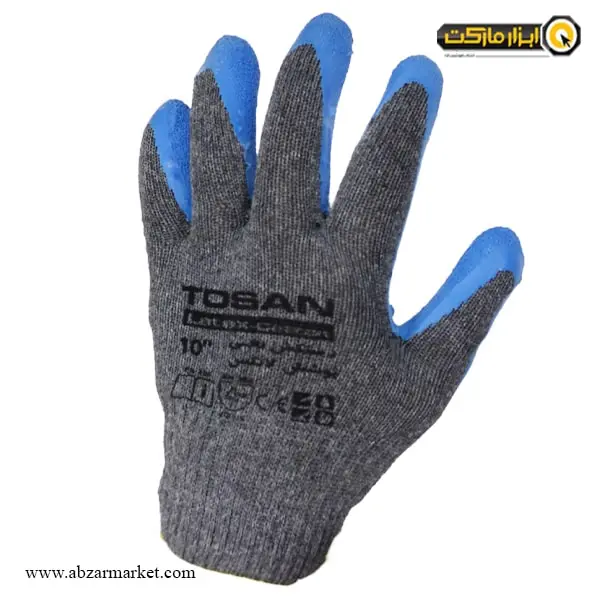 دستکش ایمنی توسن نخی لاتکس مدل TDP-CL10N