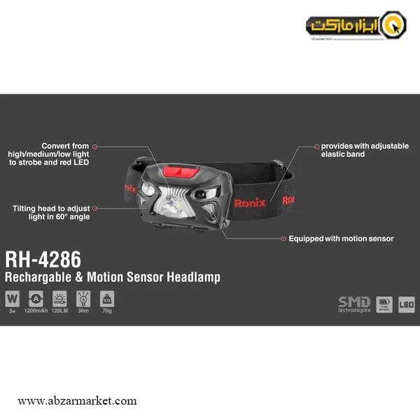 چراغ پیشانی رونیکس مدل RH-4286