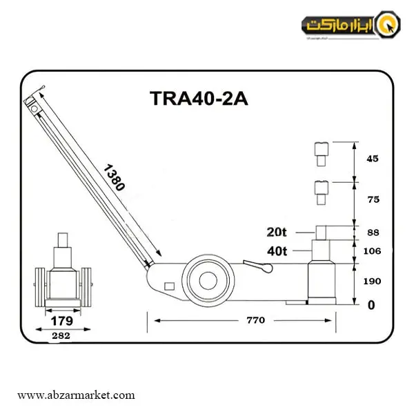 جک سوسماری بادی بیگ رد 40/20 تن تلسکوپی مدل TRA40-2A