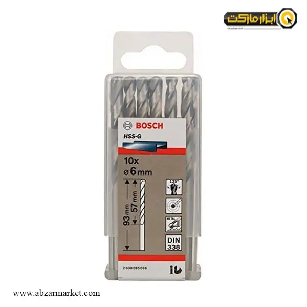 ست مته آهن HSS-G بوش 10 عددی قطر 6 مدل 2608595066 ست مته آهن HSS-G بوش 10 عددی قطر 6 مدل 2608595066