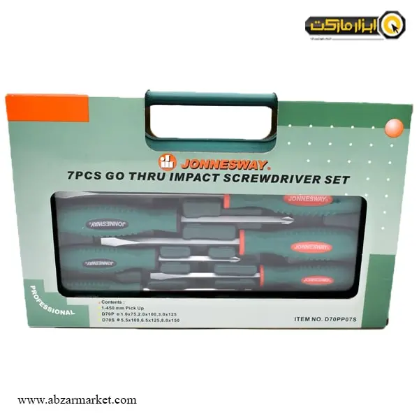 ست پیچ گوشتی ضربه خور جانزوی 7 عددی مدل D70PP07S