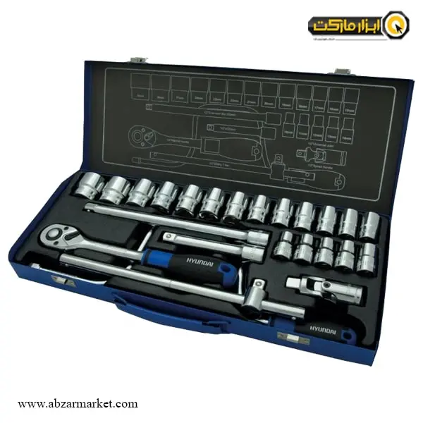 جعبه بکس هیوندای 24 پارچه 1/2 اینچ مدل H-1224 جعبه بکس هیوندای 24 پارچه 1/2 اینچ مدل H-1224