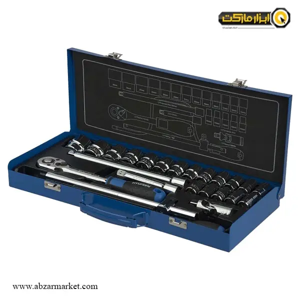 جعبه بکس هیوندای 24 پارچه 1/2 اینچ مدل H-1224 جعبه بکس هیوندای 24 پارچه 1/2 اینچ مدل H-1224