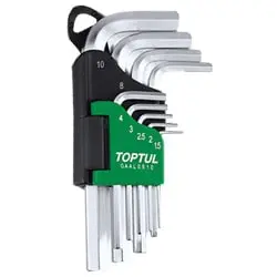 آچار آلن شش گوش تاپ تول کارتی کوتاه 9 عددی مدل GAAL0910