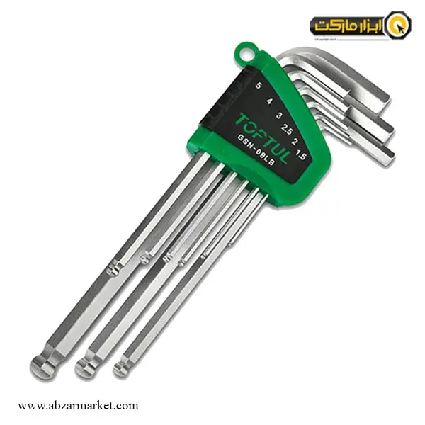 آچار آلن سر گرد تاپ تول کارتی بلند 9 عددی مدل GSN-09LB