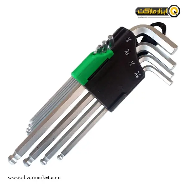 آچار آلن سر گرد تاپ تول کارتی بلند اینچی 9 عددی مدل GBAL0901