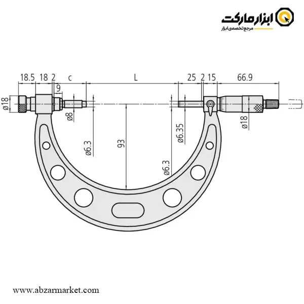 میکرومتر میتوتویو 300-150 خارج سنج سر تعویض شو مدل 136-104 A میکرومتر میتوتویو 300-150 خارج سنج سر تعویض شو مدل 136-104 A