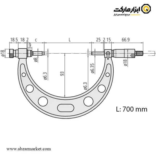 میکرومتر میتوتویو 800-700 خارج سنج سر تعویض شو مدل 146-104 A میکرومتر میتوتویو 800-700 خارج سنج سر تعویض شو مدل 146-104 A