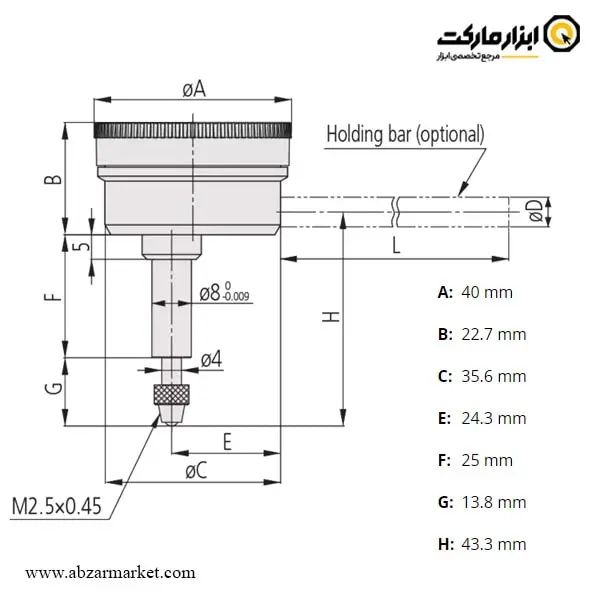 ساعت اندیکاتور میتوتویو عمودی مدل 1160A