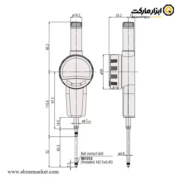 ساعت اندیکاتور میتوتویو دیجیتال و آنالوگ 50.8 میلی متر مدل 735-543 B ساعت اندیکاتور میتوتویو دیجیتال و آنالوگ 50.8 میلی متر مدل 735-543 B
