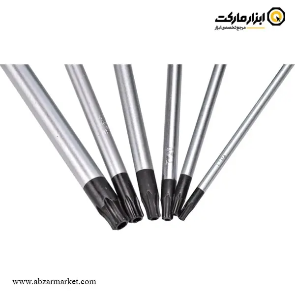 ست پیچ گوشتی ستاره ای سوراخ دار تاپ تول 6 عددی مدل GAAE0610 ست پیچ گوشتی ستاره ای سوراخ دار تاپ تول 6 عددی مدل GAAE0610