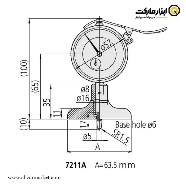 عمق سنج ساعتی میتوتویو 200 میلی متر مدل 7211A