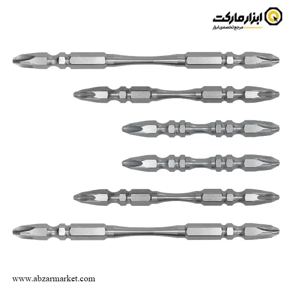 ست سر پیچ گوشتی دو سر چهارسو سان فلگ 6 عددی مدل TST-100