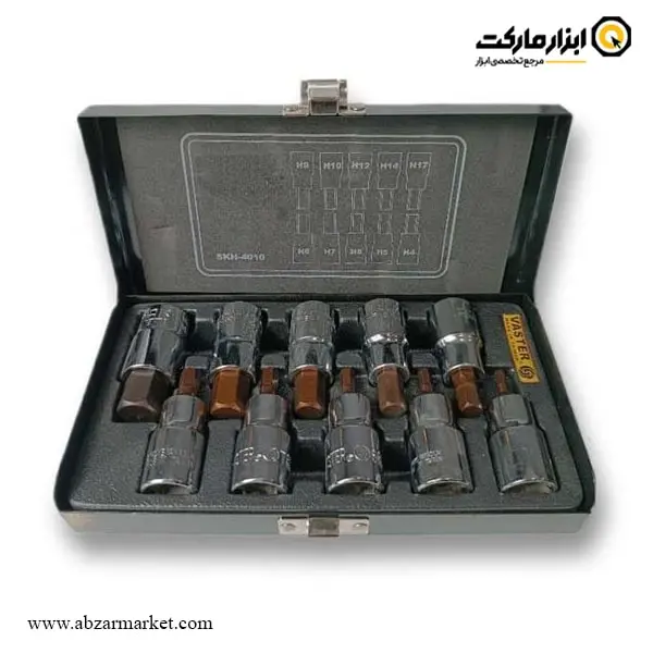 ست آلن بکسی شش گوش واستر 10 پارچه 1/2 اینچ ست آلن بکسی شش گوش واستر 10 پارچه 1/2 اینچ