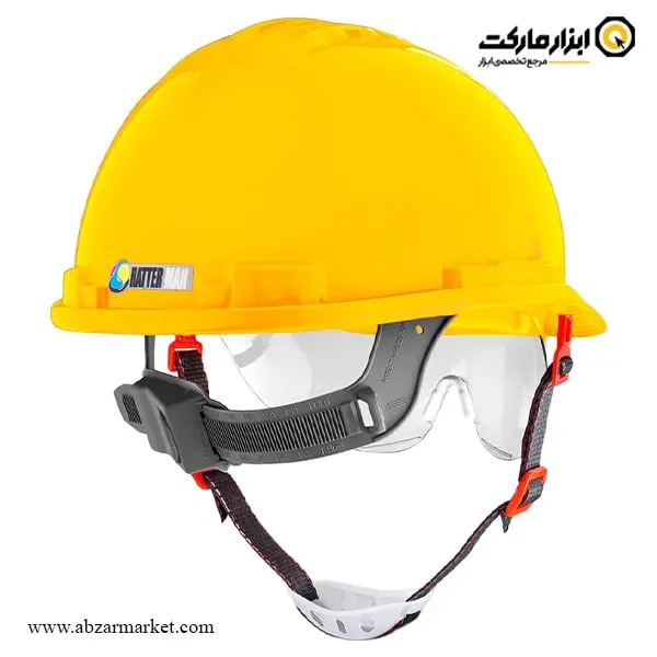 کلاه ایمنی عایق برق هترمن بند آسان بازشو عینک دار مدل MK7E
