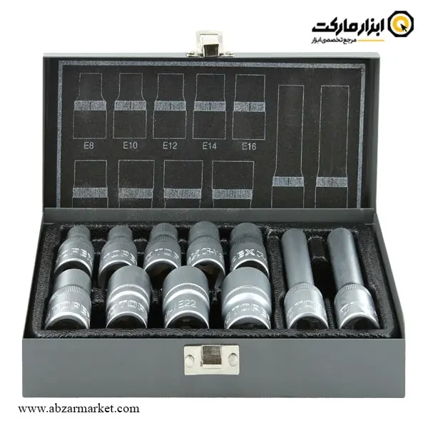 جعبه بکس تاپکس E ستاره ای 11 پارچه 1/2 اینچ جعبه بکس تاپکس E ستاره ای 11 پارچه 1/2 اینچ