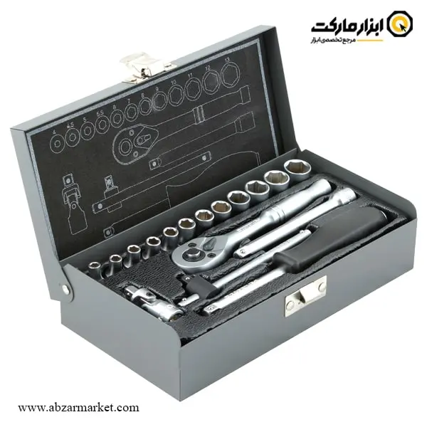 جعبه بکس تاپکس 17 پارچه 1/4 اینچ جعبه بکس تاپکس 17 پارچه 1/4 اینچ