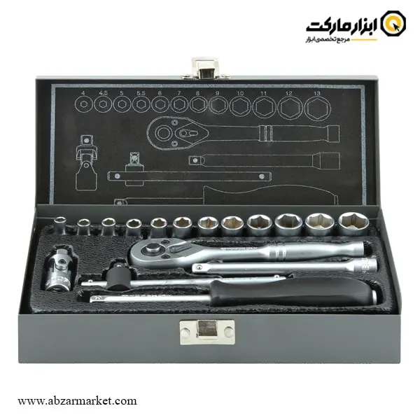 جعبه بکس تاپکس 17 پارچه 1/4 اینچ جعبه بکس تاپکس 17 پارچه 1/4 اینچ