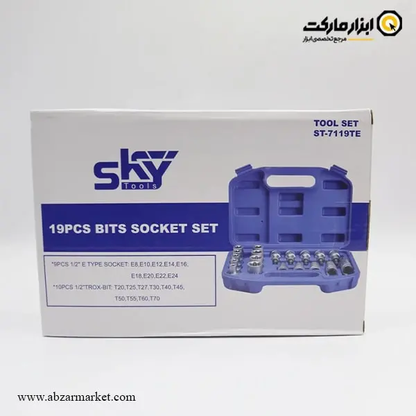 جعبه بکس اسکای 19 پارچه ترکیبی 1/2 اینچ مدل ST-7119TE جعبه بکس اسکای 19 پارچه ترکیبی 1/2 اینچ مدل ST-7119TE