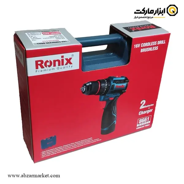 دریل شارژی چکشی رونیکس براشلس لیتیوم 16 ولت مدل 8661