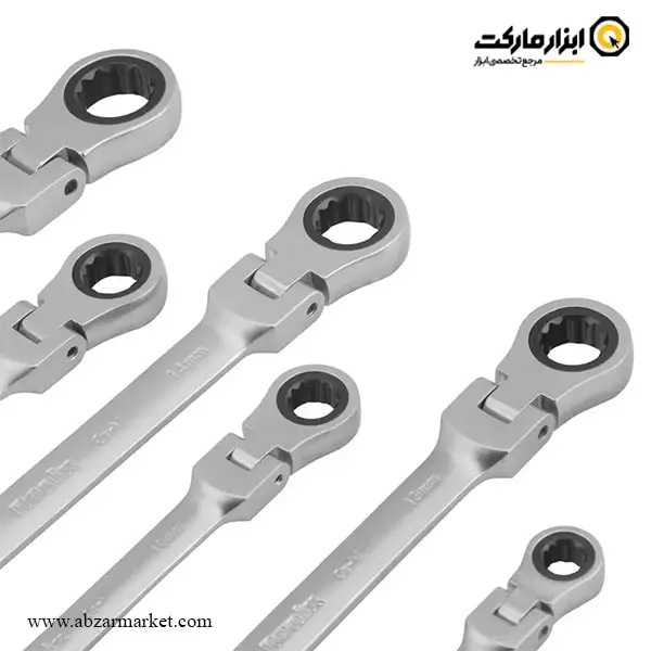ست آچار یکسر تخت یکسر رینگ جغجغه رونیکس 6 عددی تاشو مدل RH-2174 ست آچار یکسر تخت یکسر رینگ جغجغه رونیکس 6 عددی تاشو مدل RH-2174