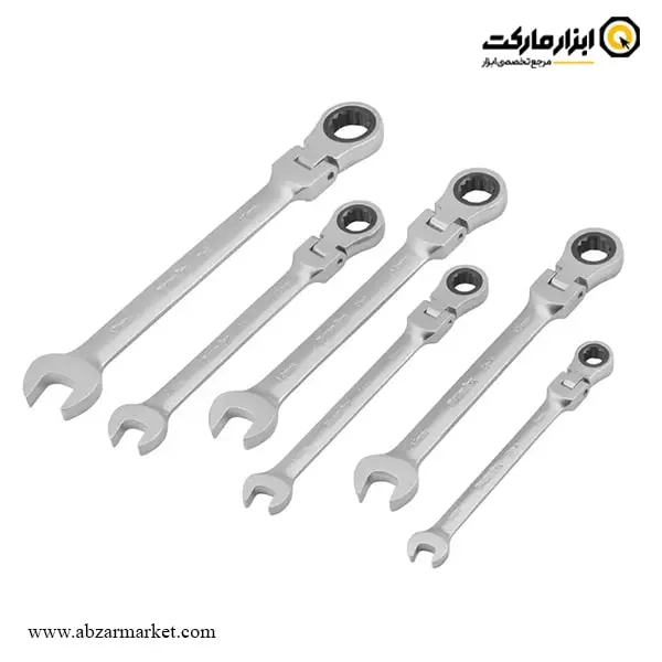 ست آچار یکسر تخت یکسر رینگ جغجغه رونیکس 6 عددی تاشو مدل RH-2174 ست آچار یکسر تخت یکسر رینگ جغجغه رونیکس 6 عددی تاشو مدل RH-2174