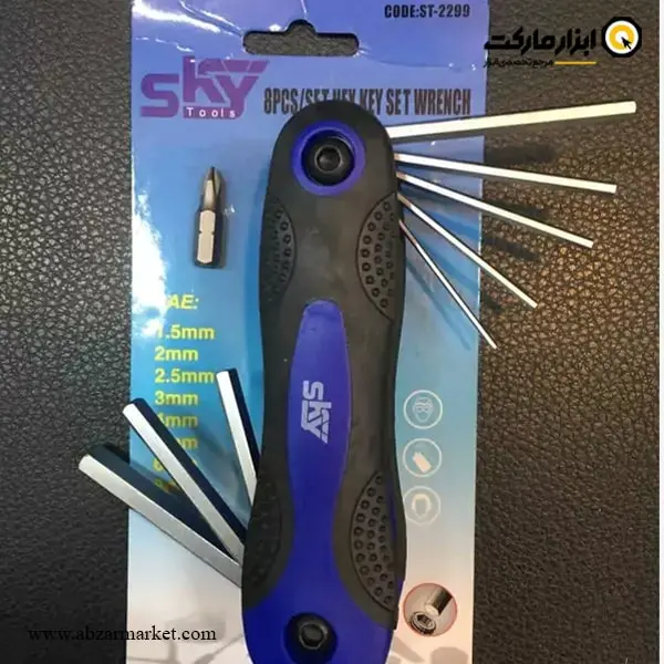 آچار آلن شش گوش اسکای چاقویی 8 عددی مدل ST-2299