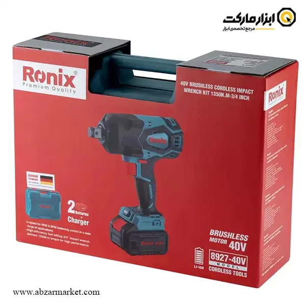 بکس شارژی رونیکس 3/4 اینچ براشلس 40 ولت مدل 40-8927 V