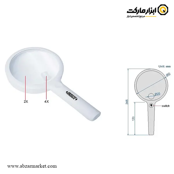 ذره بین چراغ دار اینسایز مدل 24-7529