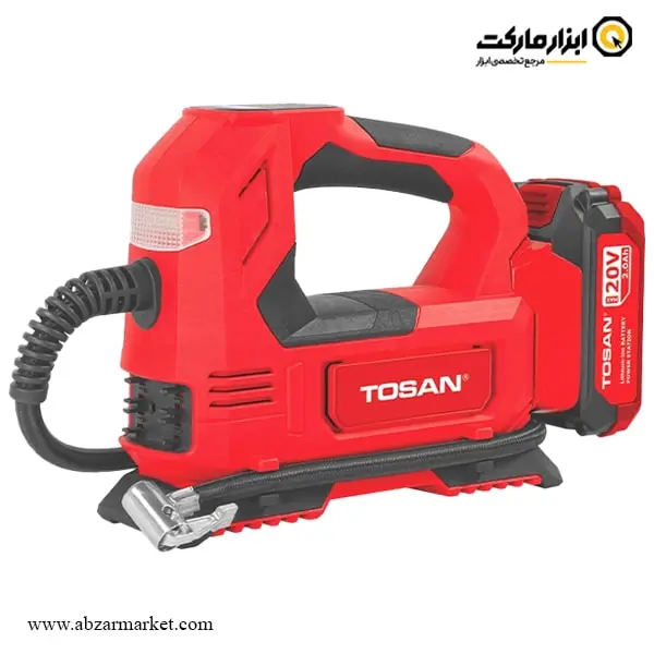 کیت کمپرسور فندکی براشلس و چراغ قوه شارژی توسن 20 ولت مدل 9799